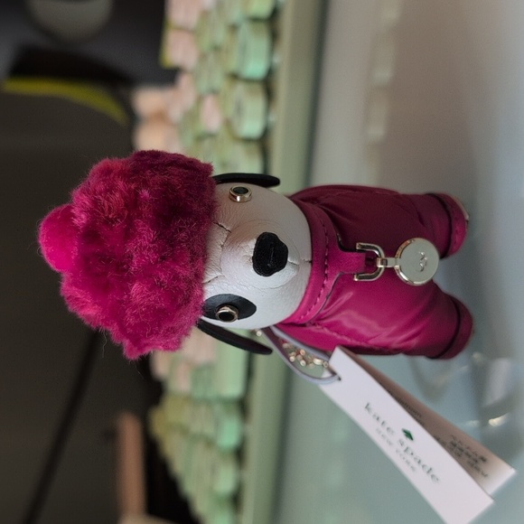 Kate Spade Claude Pink Festive Dachshund Dog Bag Charm Key Chain NWT - Picture 2 of 9